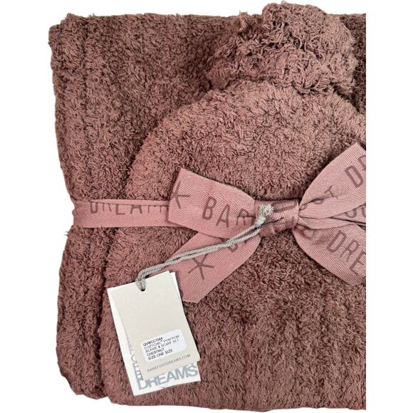 Barefoot Dreams CozyChic Pom Pom Beanie & Scarf Set Chestnut One Size‎ NWT - Picture 3 of 10